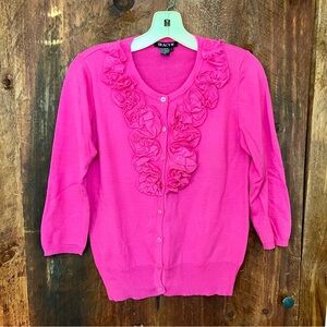 Tracy M Vibrant Pink Ruffle Cardigan